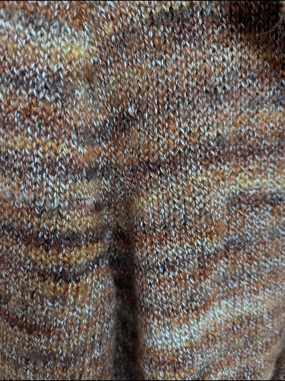 Ruby Rd. Brown Multicolor Space Dye Chunky Knit Cardigan Ruffle Collar Large - Picture 4 of 8